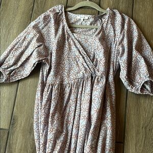 Madewell Floral Wrap Dress - Cream and Brown